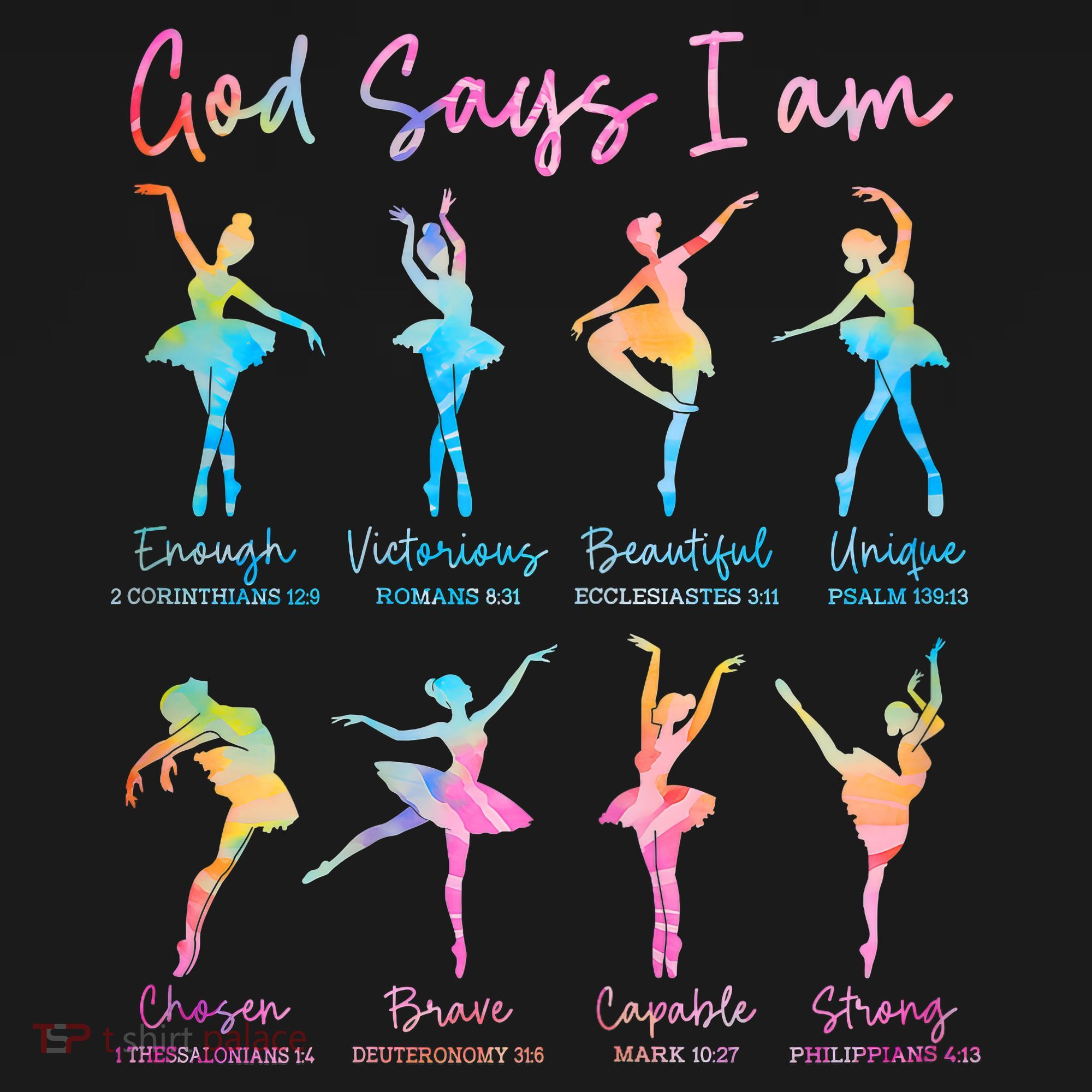 Christian God Says I Am Bible Verse Tie Dye Ballet Dancer  Hoodie