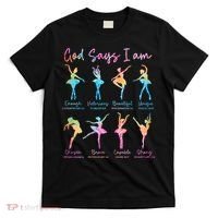 Christian God Says I Am Bible Verse Tie Dye Ballet Dancer  T-Shirt thumb 0