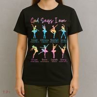 Christian God Says I Am Bible Verse Tie Dye Ballet Dancer  T-Shirt thumb 4