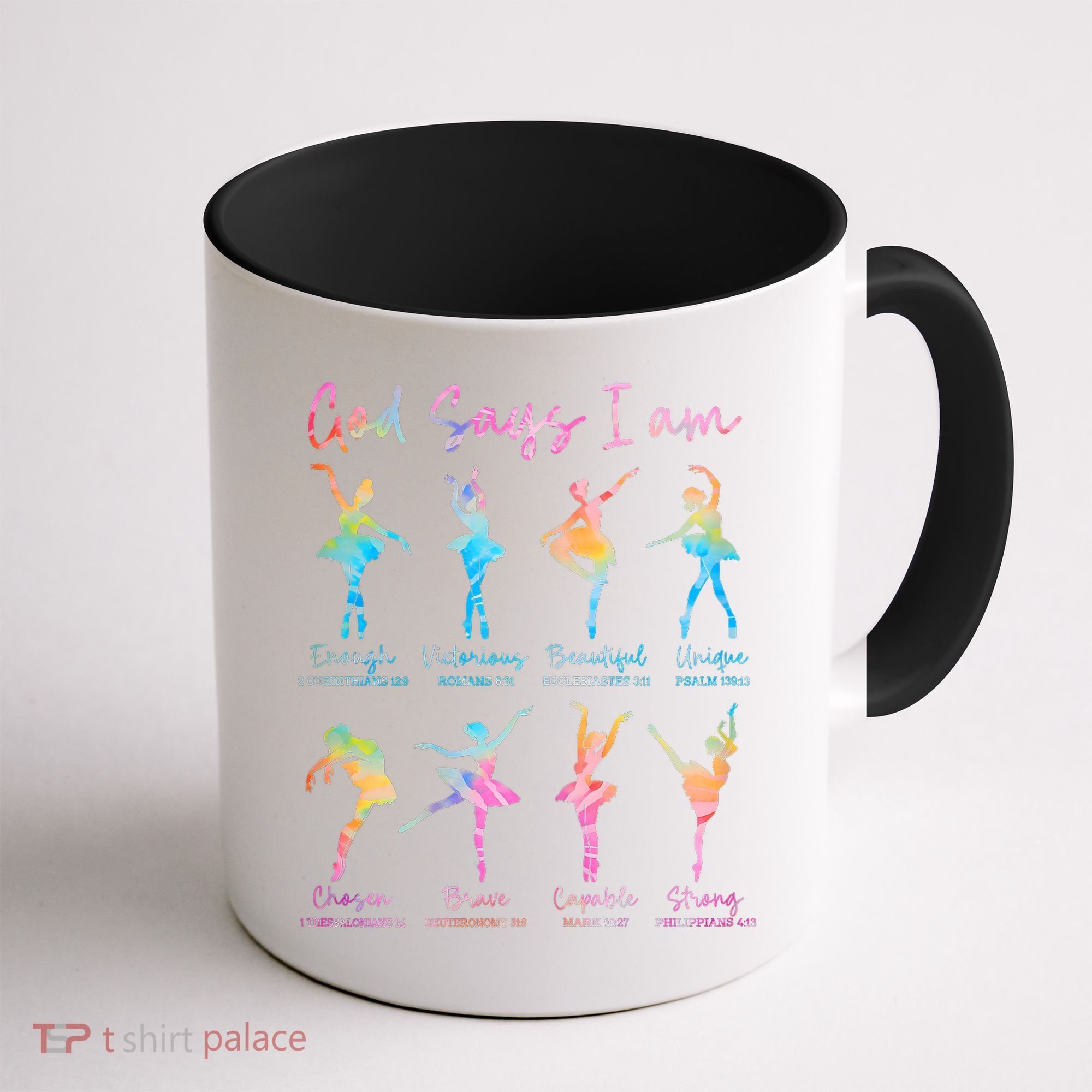 Christian God Says I Am Bible Verse Tie Dye Ballet Dancer  Coffee Mug