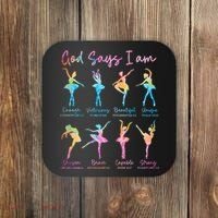 Christian God Says I Am Bible Verse Tie Dye Ballet Dancer  Coaster thumb 0