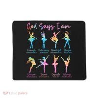 Christian God Says I Am Bible Verse Tie Dye Ballet Dancer  Mousepad thumb 0