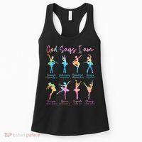 Christian God Says I Am Bible Verse Tie Dye Ballet Dancer  Women's Tank Top thumb 0
