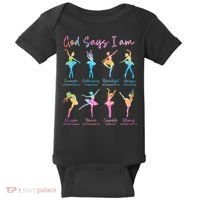 Christian God Says I Am Bible Verse Tie Dye Ballet Dancer  Baby Bodysuit thumb 0