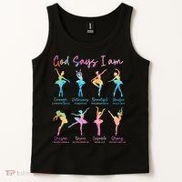 Christian God Says I Am Bible Verse Tie Dye Ballet Dancer  Tank Top thumb 2