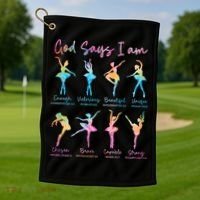 Christian God Says I Am Bible Verse Tie Dye Ballet Dancer  Golf Towel thumb 1