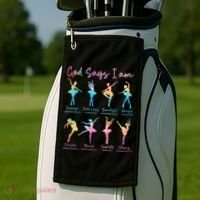 Christian God Says I Am Bible Verse Tie Dye Ballet Dancer  Golf Towel thumb 2