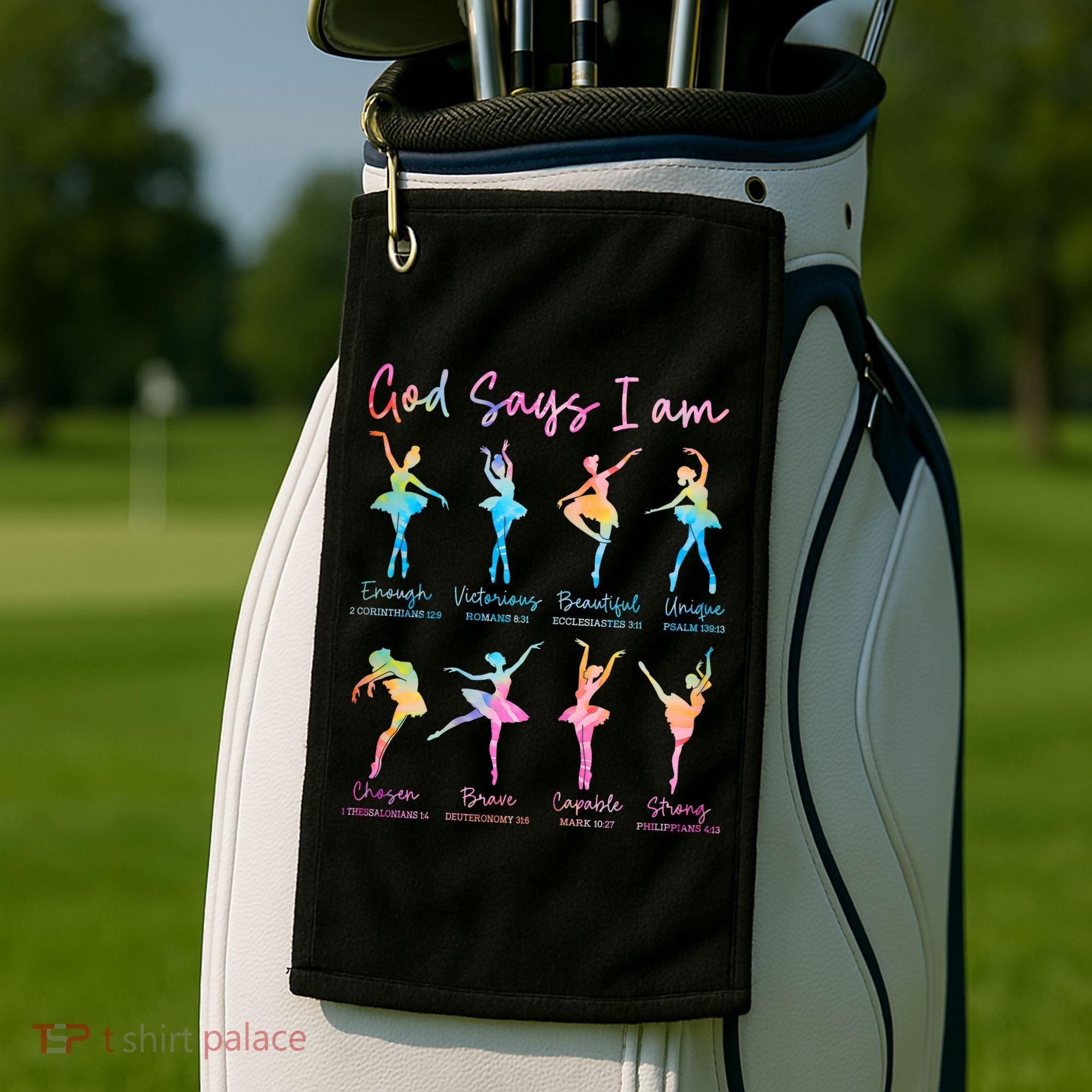 Christian God Says I Am Bible Verse Tie Dye Ballet Dancer  Golf Towel