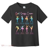 Christian God Says I Am Bible Verse Tie Dye Ballet Dancer  Toddler T-Shirt thumb 0
