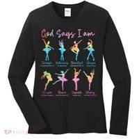 Christian God Says I Am Bible Verse Tie Dye Ballet Dancer  Women's Long Sleeve Shirt thumb 0