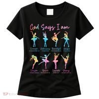 Christian God Says I Am Bible Verse Tie Dye Ballet Dancer  Women's T-Shirt thumb 0