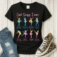 Christian God Says I Am Bible Verse Tie Dye Ballet Dancer  Women's T-Shirt thumb 3