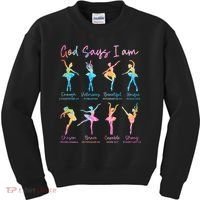 Christian God Says I Am Bible Verse Tie Dye Ballet Dancer  Kids Sweatshirt thumb 0