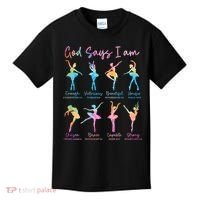 Christian God Says I Am Bible Verse Tie Dye Ballet Dancer  Kids T-Shirt thumb 0