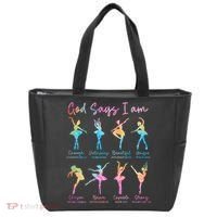 Christian God Says I Am Bible Verse Tie Dye Ballet Dancer  Tote Bag thumb 0