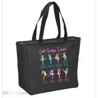 Christian God Says I Am Bible Verse Tie Dye Ballet Dancer  Tote Bag thumb 2
