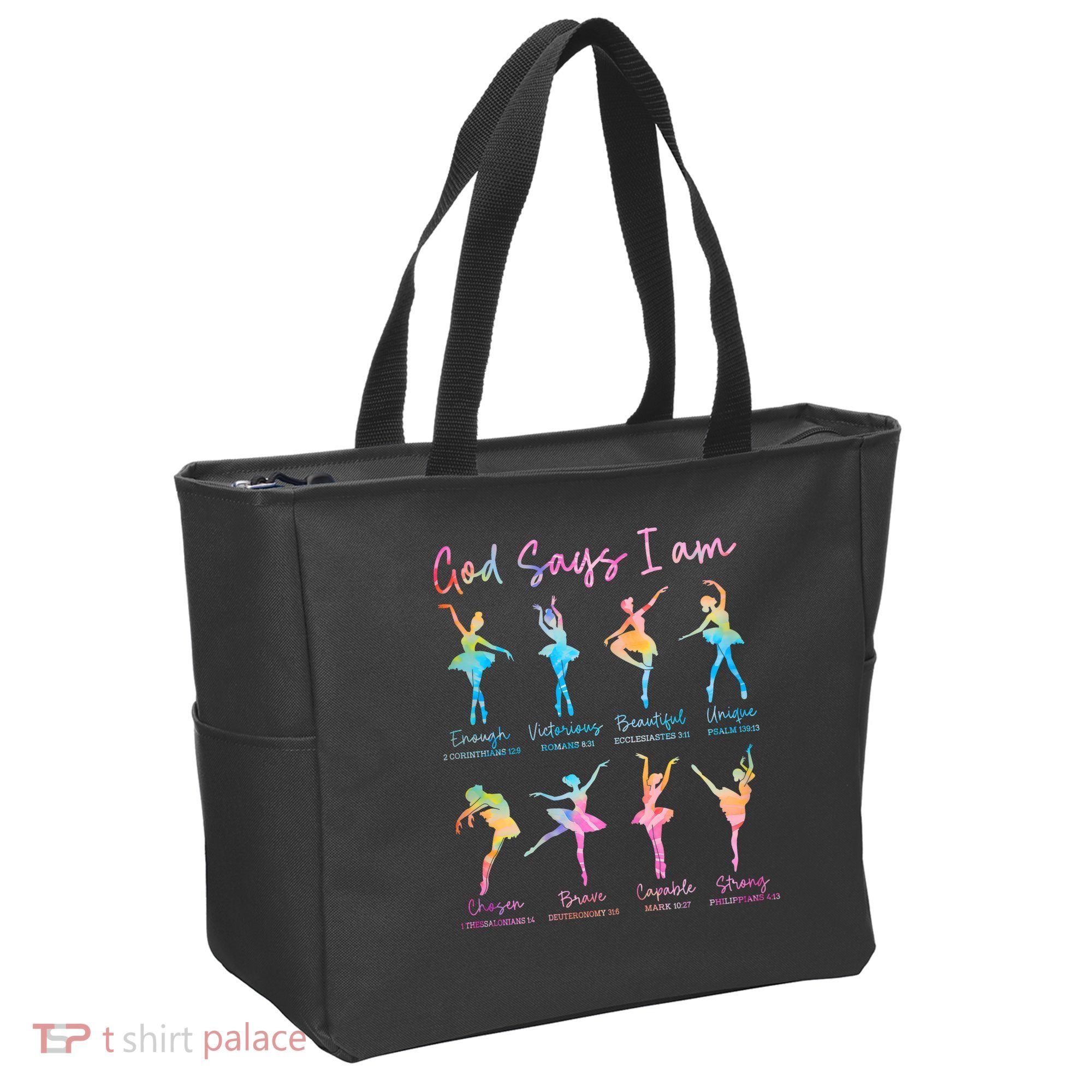 Christian God Says I Am Bible Verse Tie Dye Ballet Dancer  Tote Bag