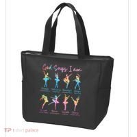 Christian God Says I Am Bible Verse Tie Dye Ballet Dancer  Tote Bag thumb 3