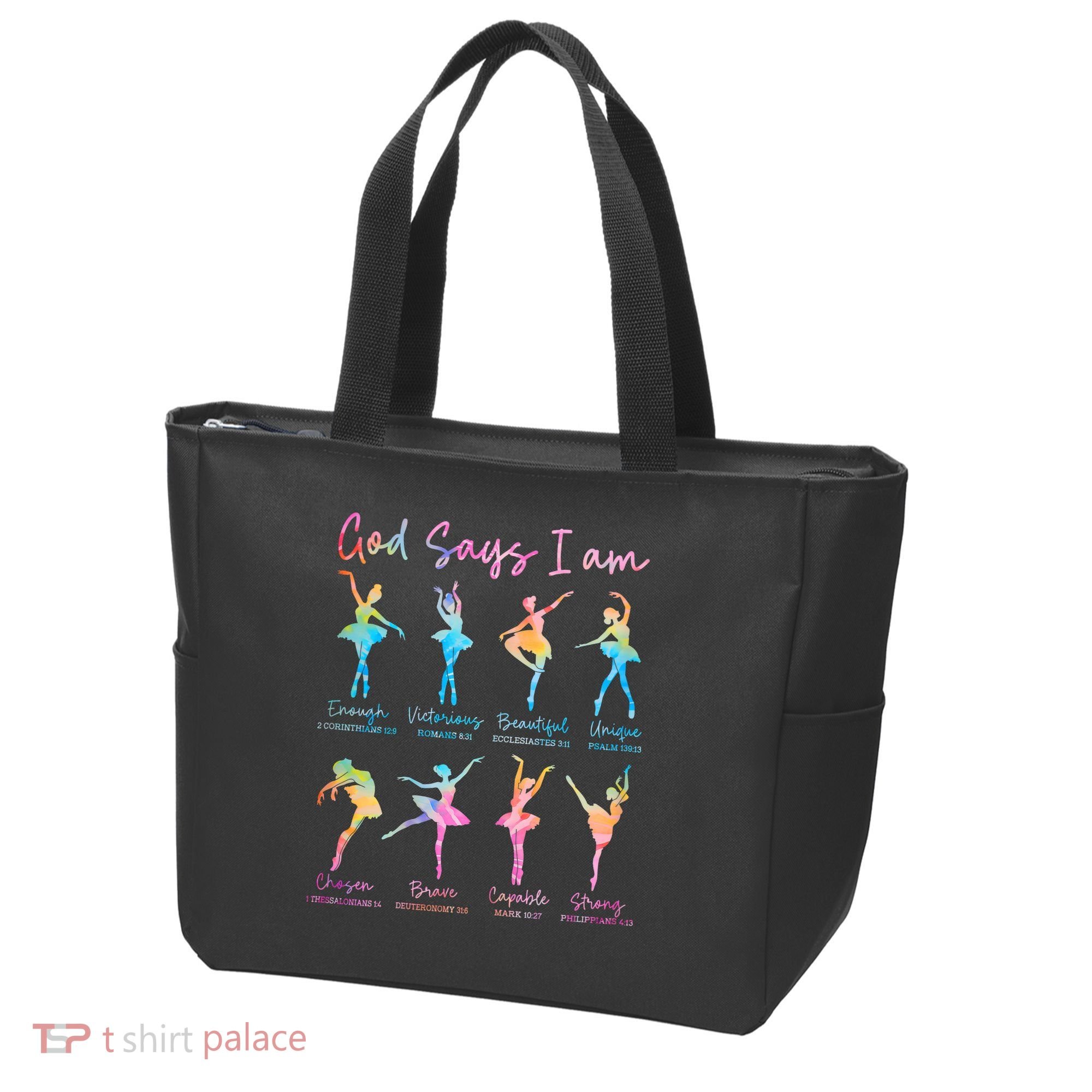 Christian God Says I Am Bible Verse Tie Dye Ballet Dancer  Tote Bag