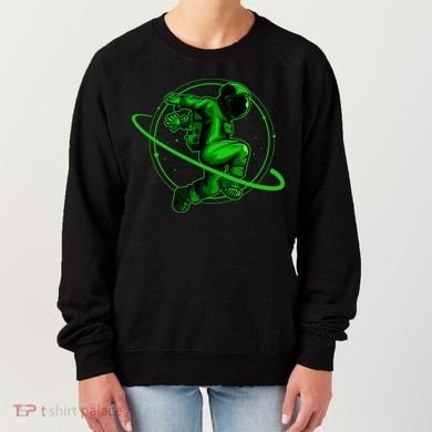 Cool Green Space Astronaut Jumping Retro Women's Sweatshirt