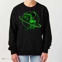 Cool Green Space Astronaut Jumping Retro Women's Sweatshirt thumb 0