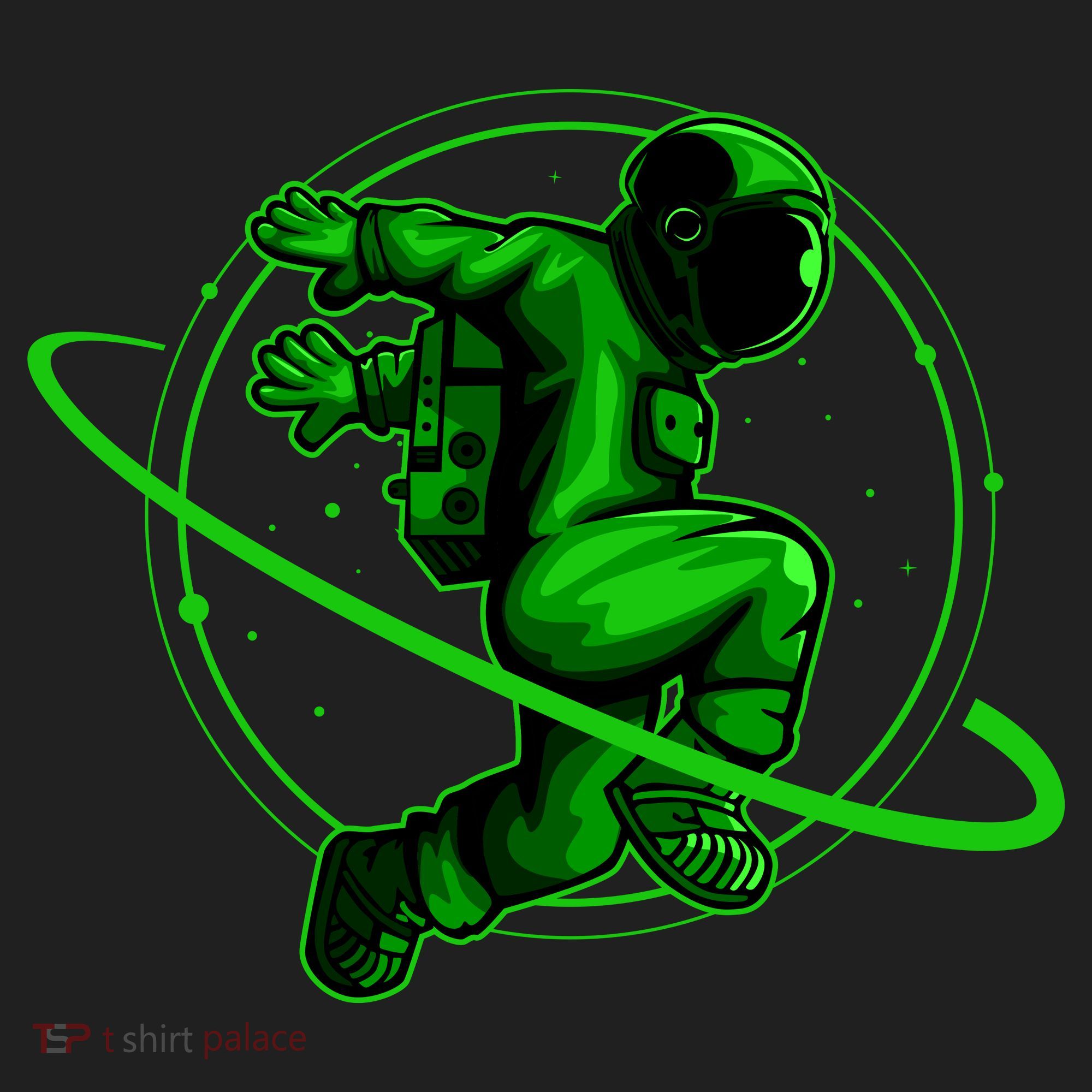 Cool Green Space Astronaut Jumping Retro Women's Sweatshirt