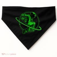 Cool Green Space Astronaut Jumping Retro USA-Made Doggie Bandana thumb 0