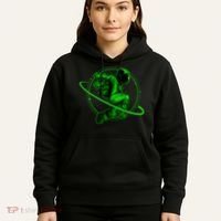 Cool Green Space Astronaut Jumping Retro Hoodie thumb 5