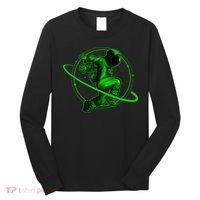 Cool Green Space Astronaut Jumping Retro Long Sleeve Shirt thumb 0