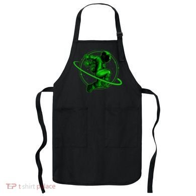 Cool Green Space Astronaut Jumping Retro Apron