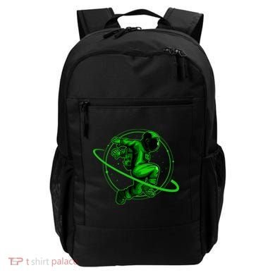 Cool Green Space Astronaut Jumping Retro Backpack