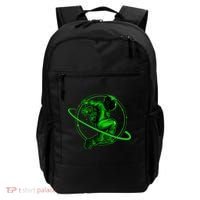 Cool Green Space Astronaut Jumping Retro Backpack thumb 0