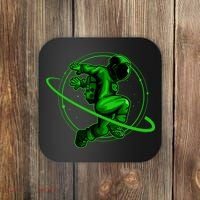Cool Green Space Astronaut Jumping Retro Coaster thumb 0