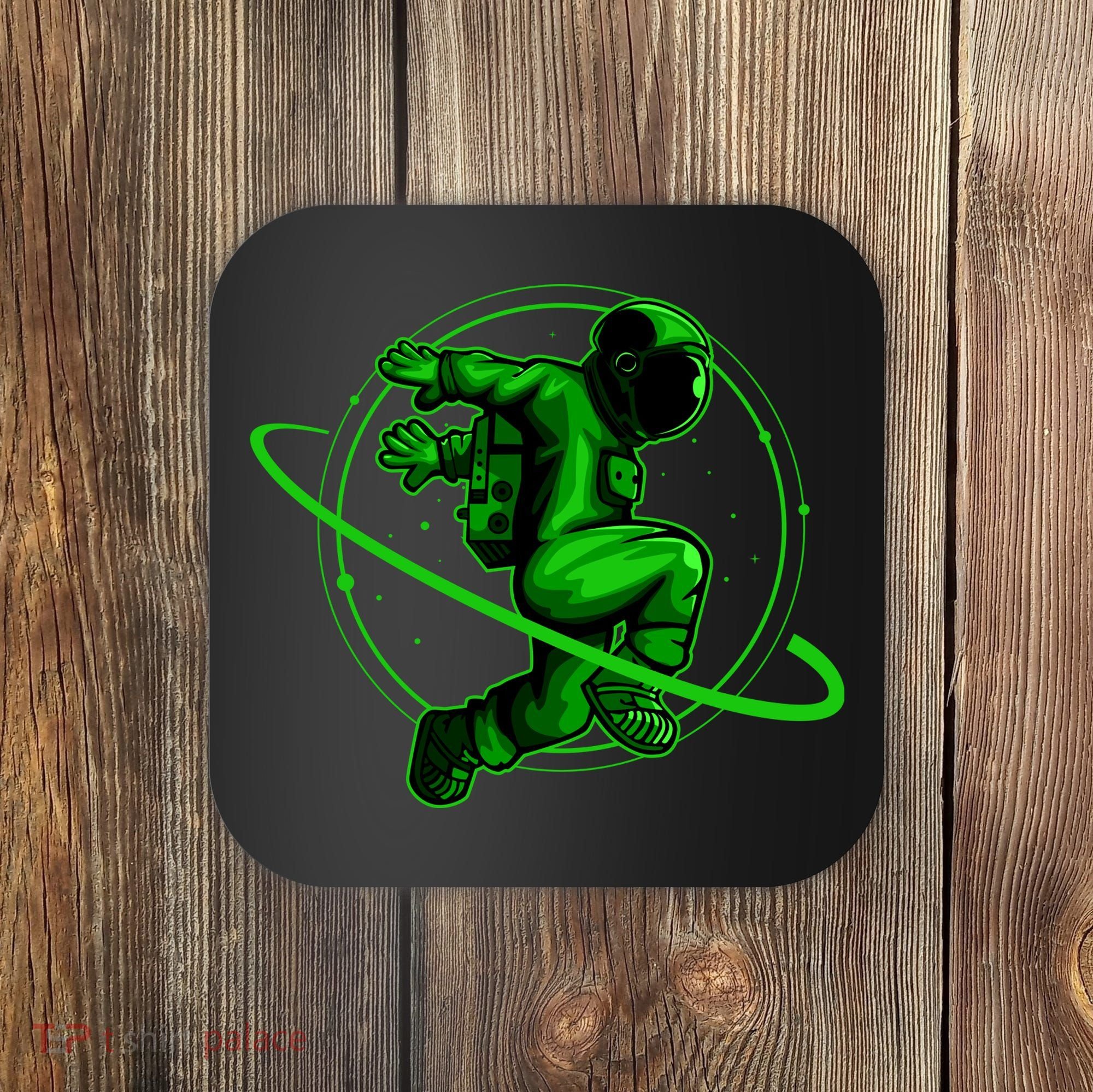 Cool Green Space Astronaut Jumping Retro Coaster