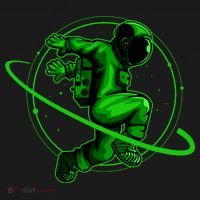 Cool Green Space Astronaut Jumping Retro Pajama Set thumb 2