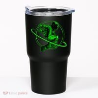 Cool Green Space Astronaut Jumping Retro Tumbler thumb 0