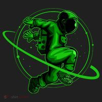 Cool Green Space Astronaut Jumping Retro Tumbler thumb 3