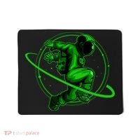 Cool Green Space Astronaut Jumping Retro Mousepad thumb 0