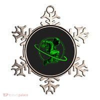 Cool Green Space Astronaut Jumping Retro Ornament thumb 0