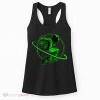 Cool Green Space Astronaut Jumping Retro Women's Tank Top thumb 0