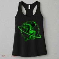 Cool Green Space Astronaut Jumping Retro Women's Tank Top thumb 3