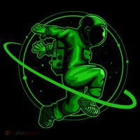 Cool Green Space Astronaut Jumping Retro Tank Top thumb 6