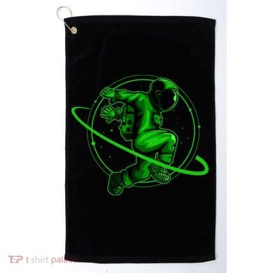Cool Green Space Astronaut Jumping Retro Golf Towel