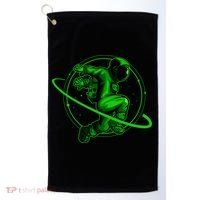 Cool Green Space Astronaut Jumping Retro Golf Towel thumb 0