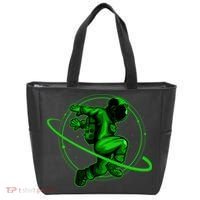 Cool Green Space Astronaut Jumping Retro Tote Bag thumb 0