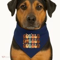 Cute Gobble Turkey Thanksgiving USA-Made Doggie Bandana thumb 1