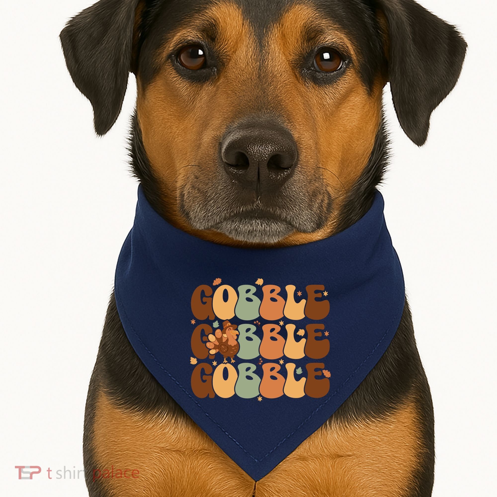 Cute Gobble Turkey Thanksgiving USA-Made Doggie Bandana