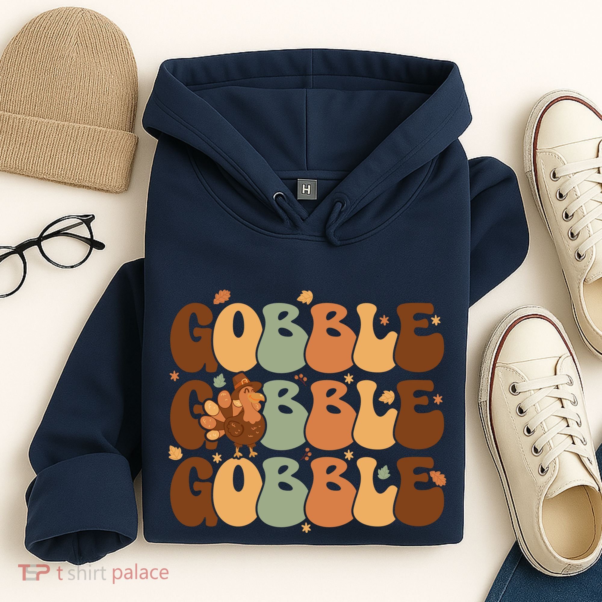 Cute Gobble Turkey Thanksgiving Hoodie