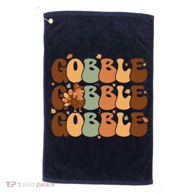 Cute Gobble Turkey Thanksgiving Golf Towel