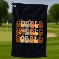 Cute Gobble Turkey Thanksgiving Golf Towel thumb 1